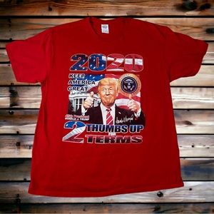 2020 Donald J Trump Shirt Adult XL Red 2 Thumbs Up For Terms Keep America Great